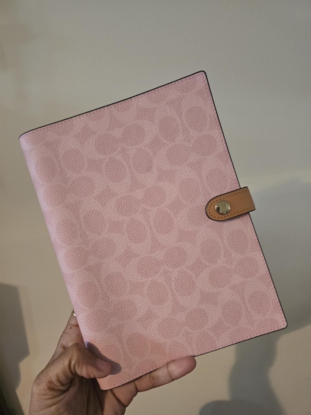 Coach Pink Signature Leather Notebook Cover